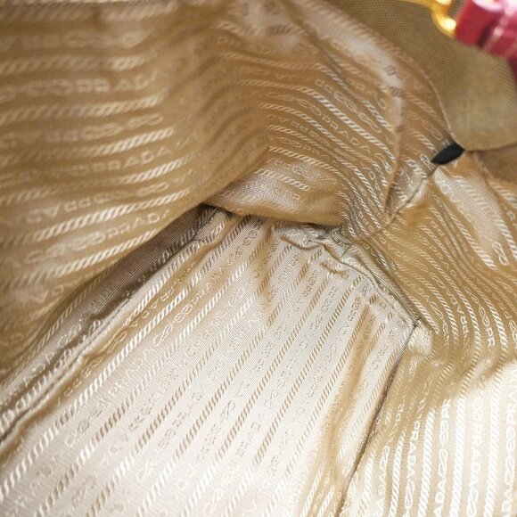 PRADA MILANO Logo 2Way Shoulder Hand Bag Canvas Leather Brown Red 79EE817 - Picture 11 of 16